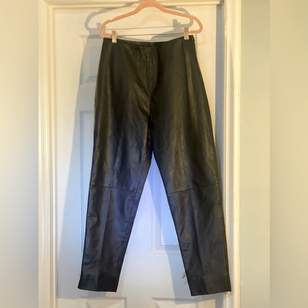 Vintage Harve Benard by Benard Holtzman Black Leather Pants Sz 8 Taper Leg